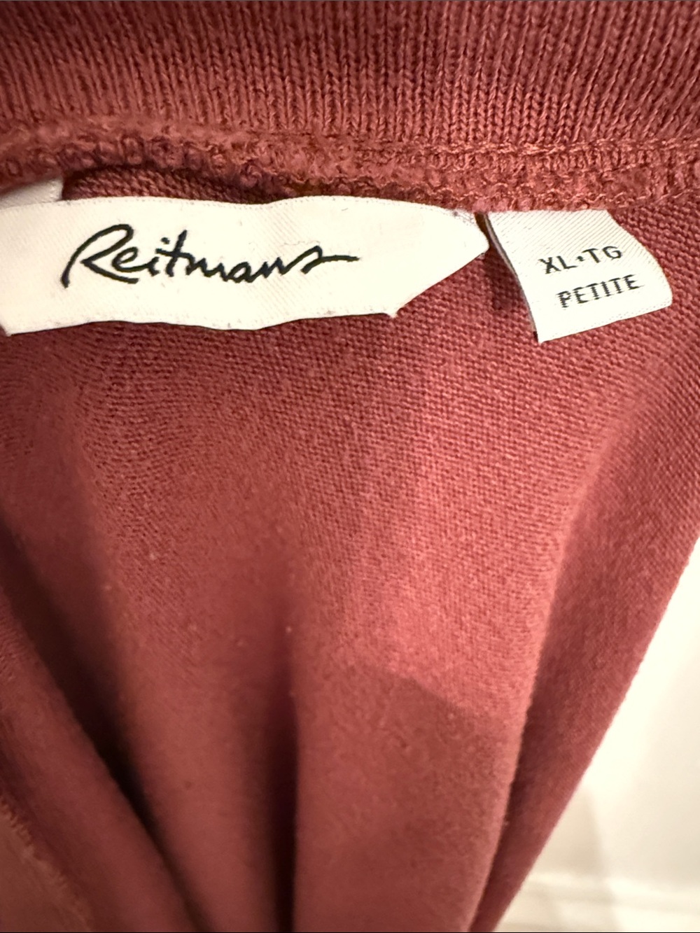 Reitmans Rose-Print V-Neck Long Sleeve Tee in Maroon - Picture 2 of 2